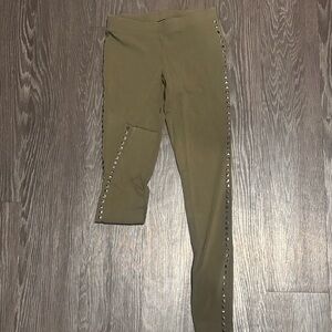 Express Olive Green Leggings with Studded Detail